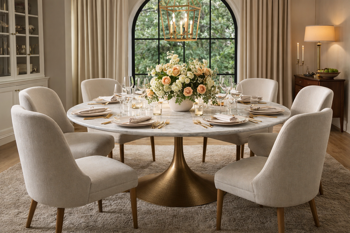 RH Aero Stone Round Dining Table – 43054 Curated Home