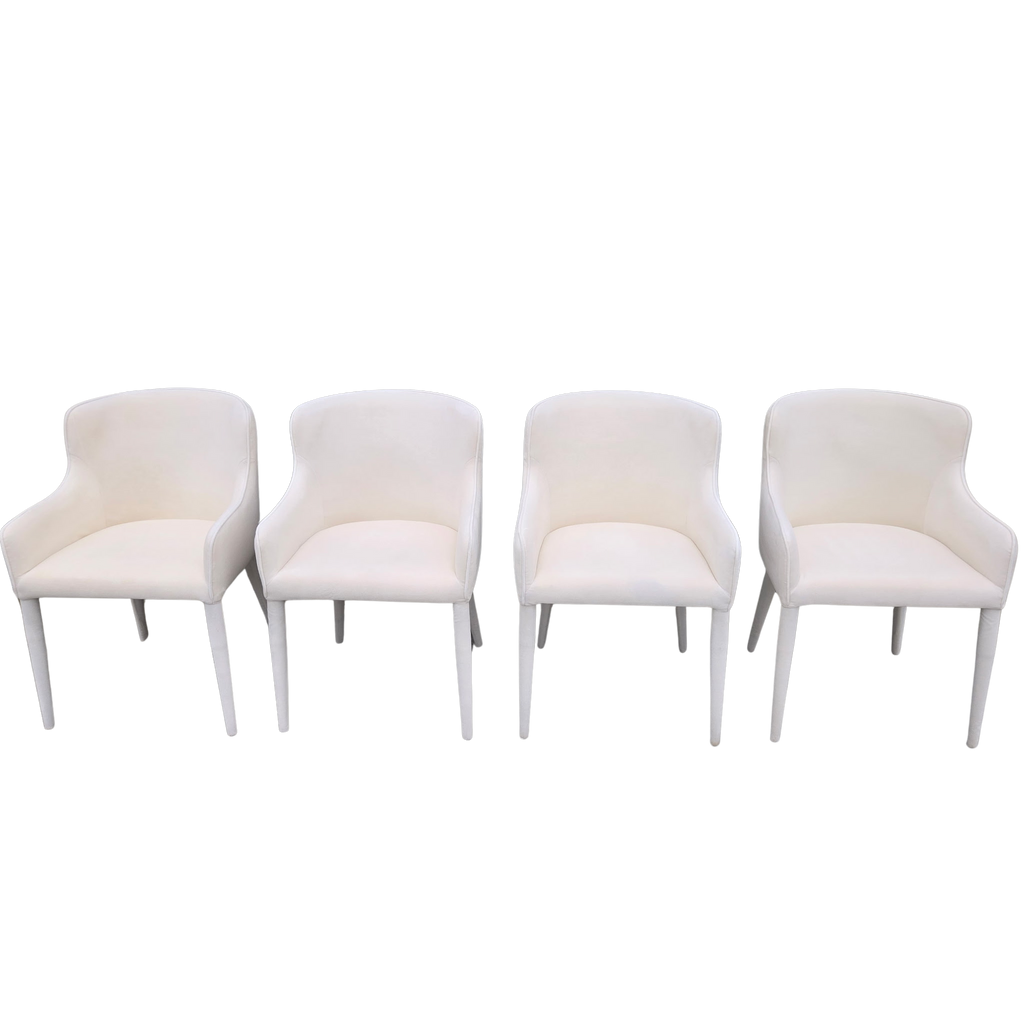 Restoration Hardware Nicola Slope Fabric Dining Side Chairs (Set of 4) – Performance Velvet, Natural