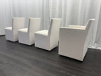 Curated Set of Four RH Ellison Fabric Dining Chairs
Perennials® Performance Textured Linen Weave — White
Recessed Caster Bases