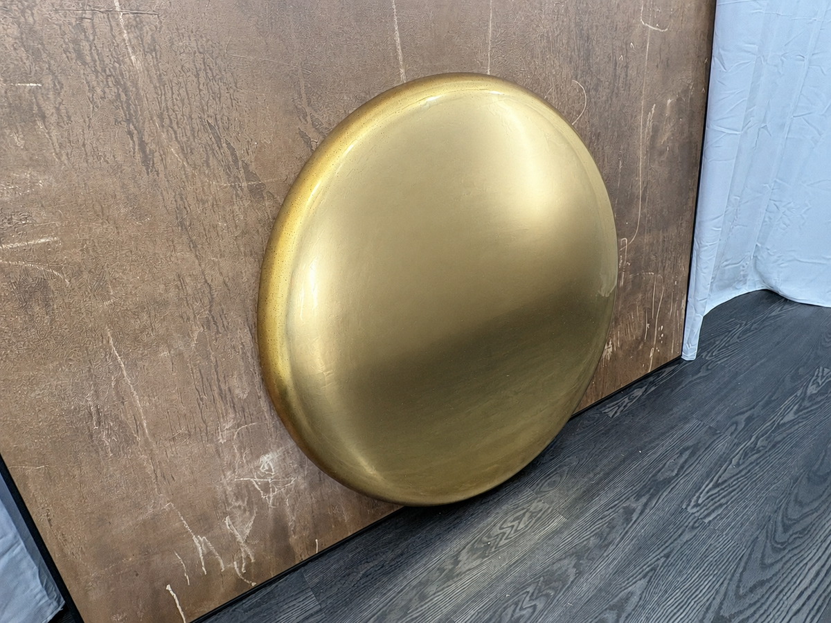 RH Restoration Hardware Nuvola Round Mirror 48" Diameter | Polished Metal | Lightly Antiqued Mirror Finish