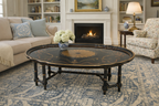 Maitland Smith Ebonized Oval Neoclassical Coffee Table