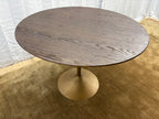 RH Aero Bistro Table — 42" Round Brown Oak Top | Antiqued Brass Pedestal Base