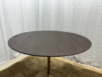 RH Aero Bistro Table — 42" Round Brown Oak Top | Antiqued Brass Pedestal Base