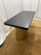 Custom Console Table Arhaus Distressed Black Painted Top | Gold Dauphine Pedestal Base