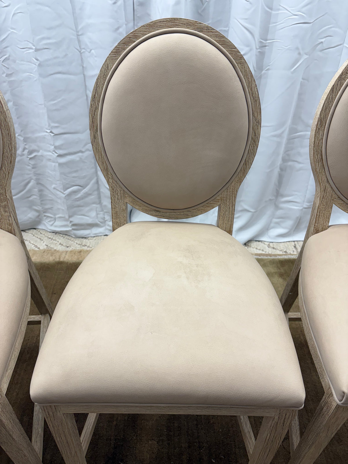 Set of Five RH French Contemporary Round Leather Counter Stools