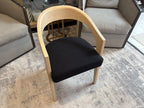 RH Chloé Fabric Armchair | Greige Oak Finish | Performance Linen Weave in Black