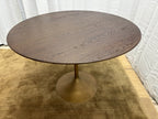 RH Aero Bistro Table — 42" Round Brown Oak Top | Antiqued Brass Pedestal Base