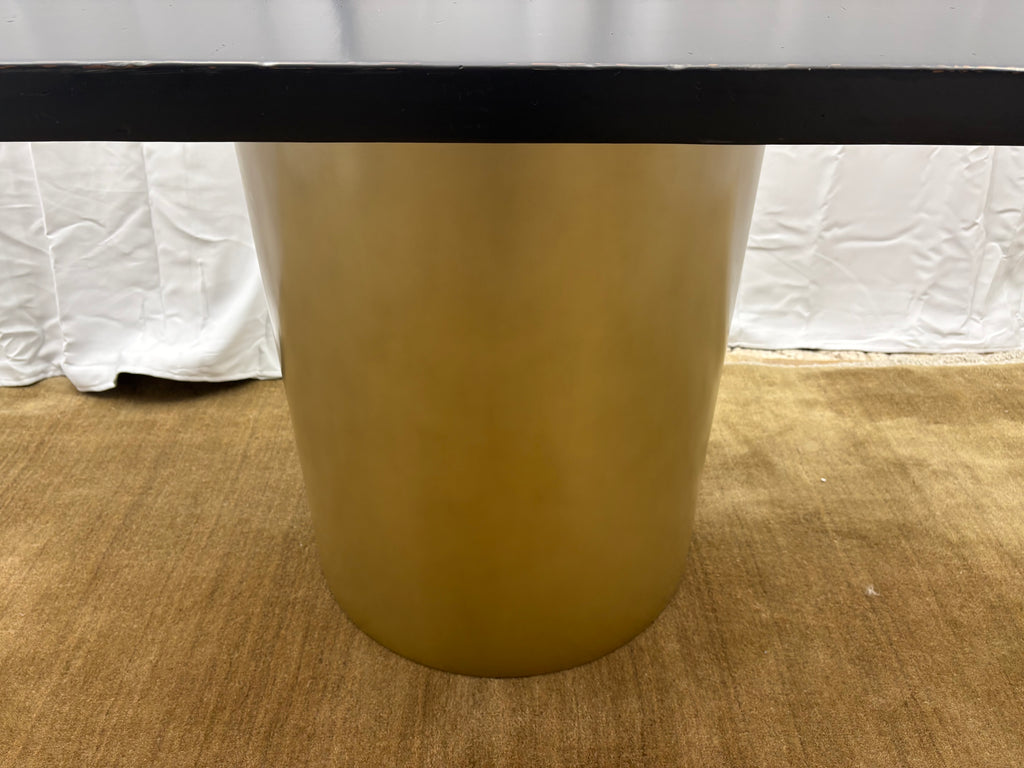 Custom Console Table Arhaus Distressed Black Painted Top | Gold Dauphine Pedestal Base