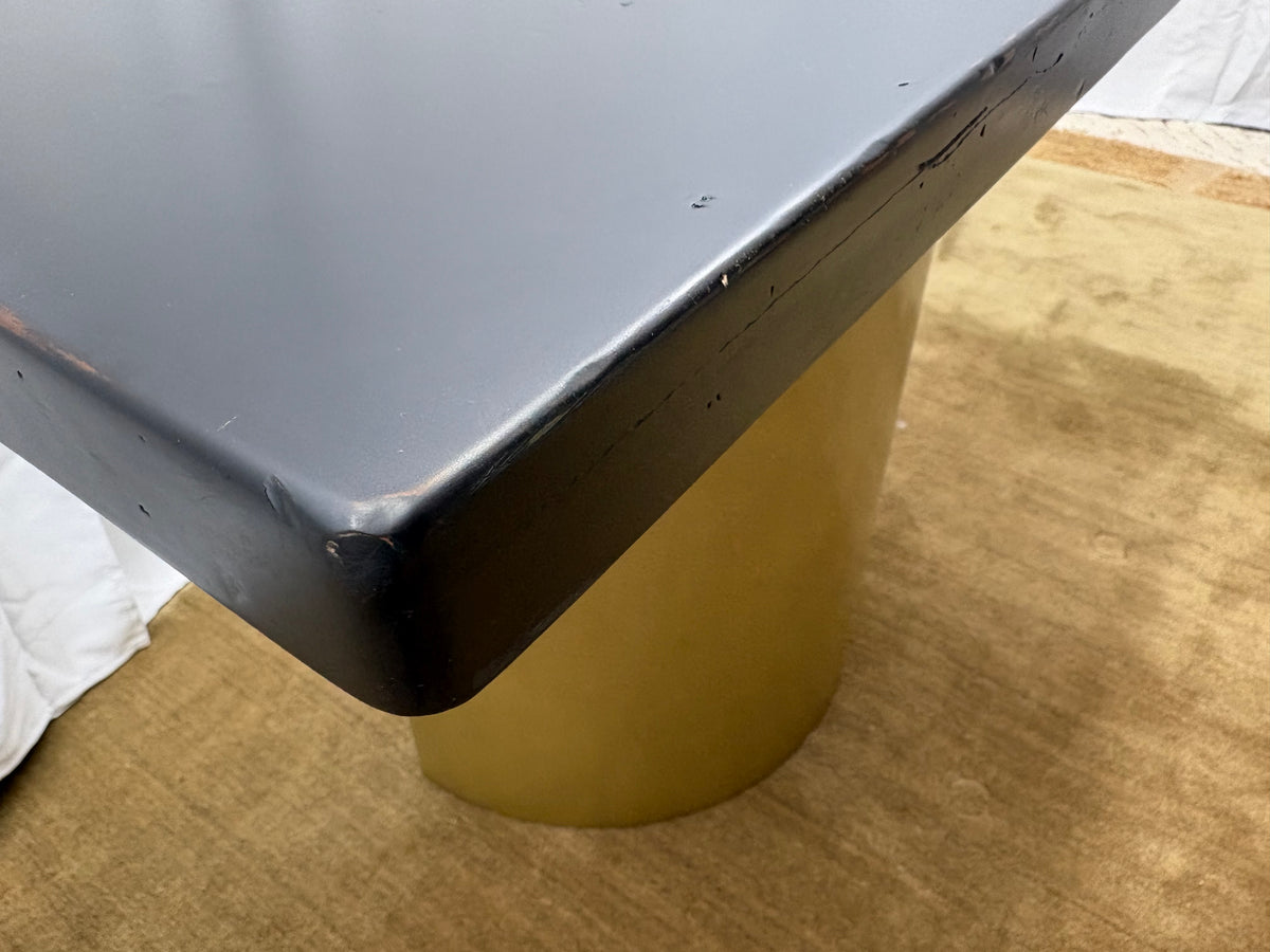 Custom Console Table Arhaus Distressed Black Painted Top | Gold Dauphine Pedestal Base
