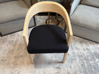 RH Chloé Fabric Armchair | Greige Oak Finish | Performance Linen Weave in Black