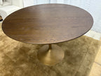 RH Aero Bistro Table — 42" Round Brown Oak Top | Antiqued Brass Pedestal Base