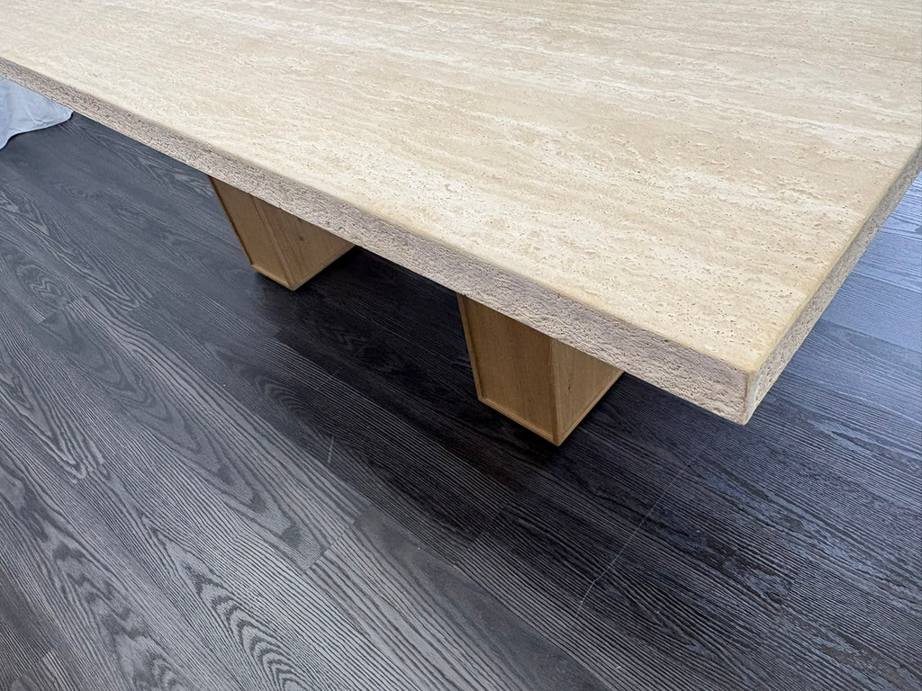 RH Restoration Hardware Lumi Rectangular Dining Table
72" | Light Oak | Turkish Travertine