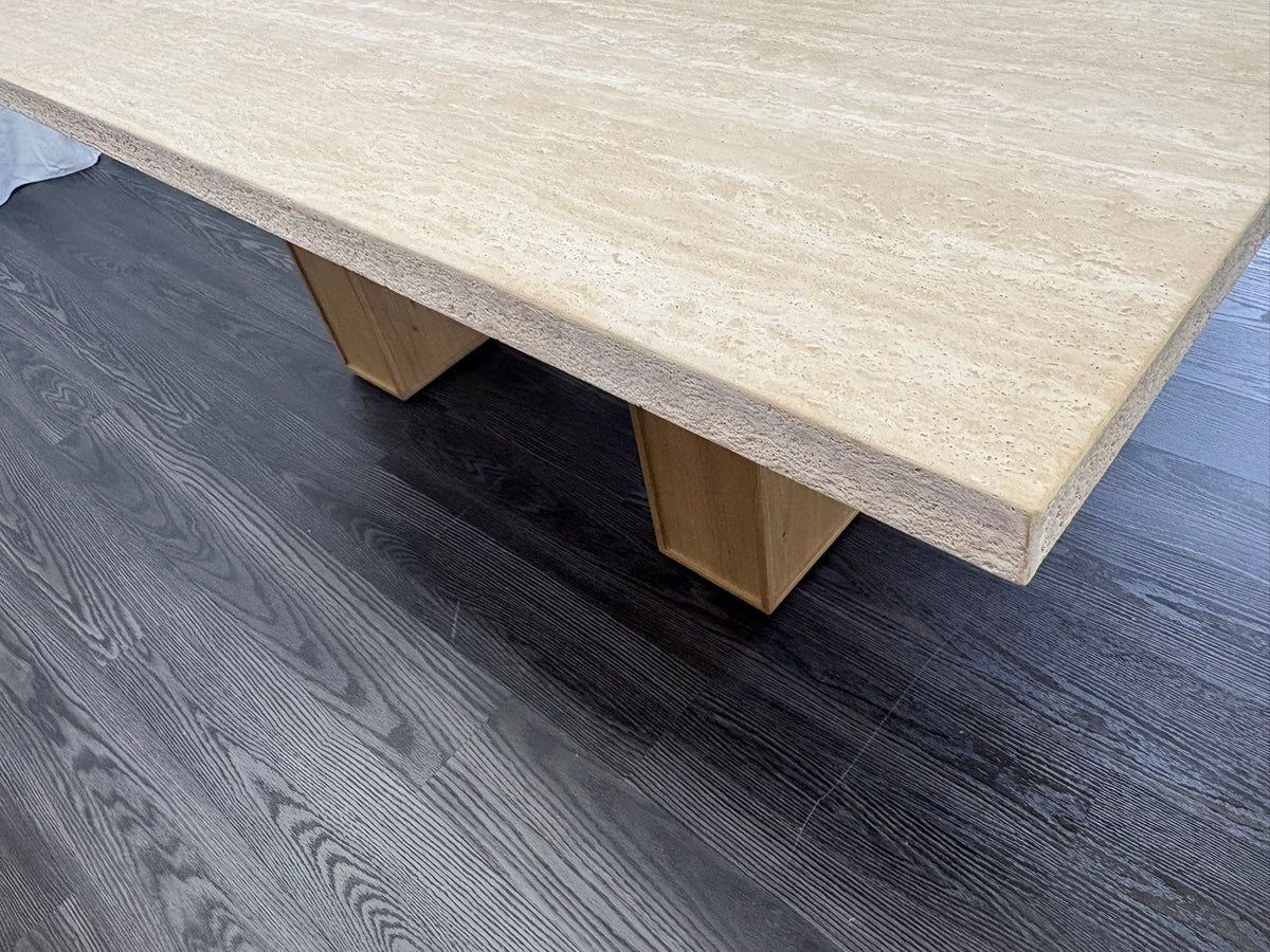 RH Restoration Hardware Lumi Rectangular Dining Table
72" | Light Oak | Turkish Travertine