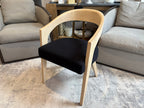 RH Chloé Fabric Armchair | Greige Oak Finish | Performance Linen Weave in Black