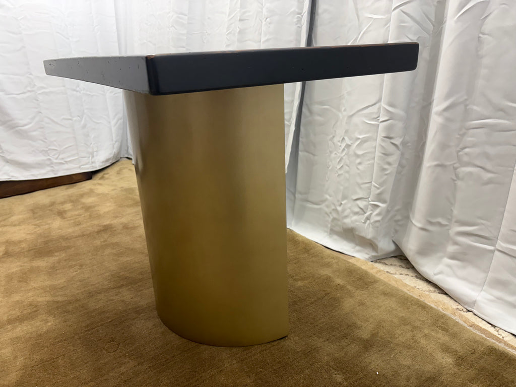 Custom Console Table Arhaus Distressed Black Painted Top | Gold Dauphine Pedestal Base
