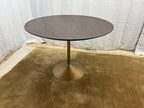 RH Aero Bistro Table — 42" Round Brown Oak Top | Antiqued Brass Pedestal Base