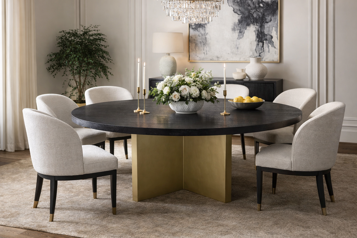 Arhaus Sculptural Pedestal Round Dining Table — 72"