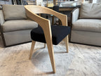 RH Chloé Fabric Armchair | Greige Oak Finish | Performance Linen Weave in Black