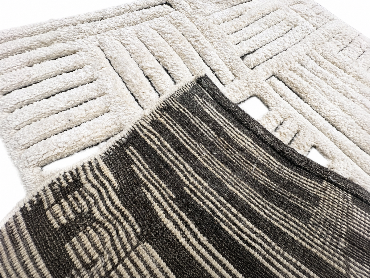 RH Basanti Rug – 9' × 12' Marled Ivory/Charcoal | Hand-Knotted Wool Blend | Contemporary Himalayan-Inspired Design (Rug 2)