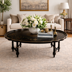 Maitland Smith Ebonized Oval Neoclassical Coffee Table
