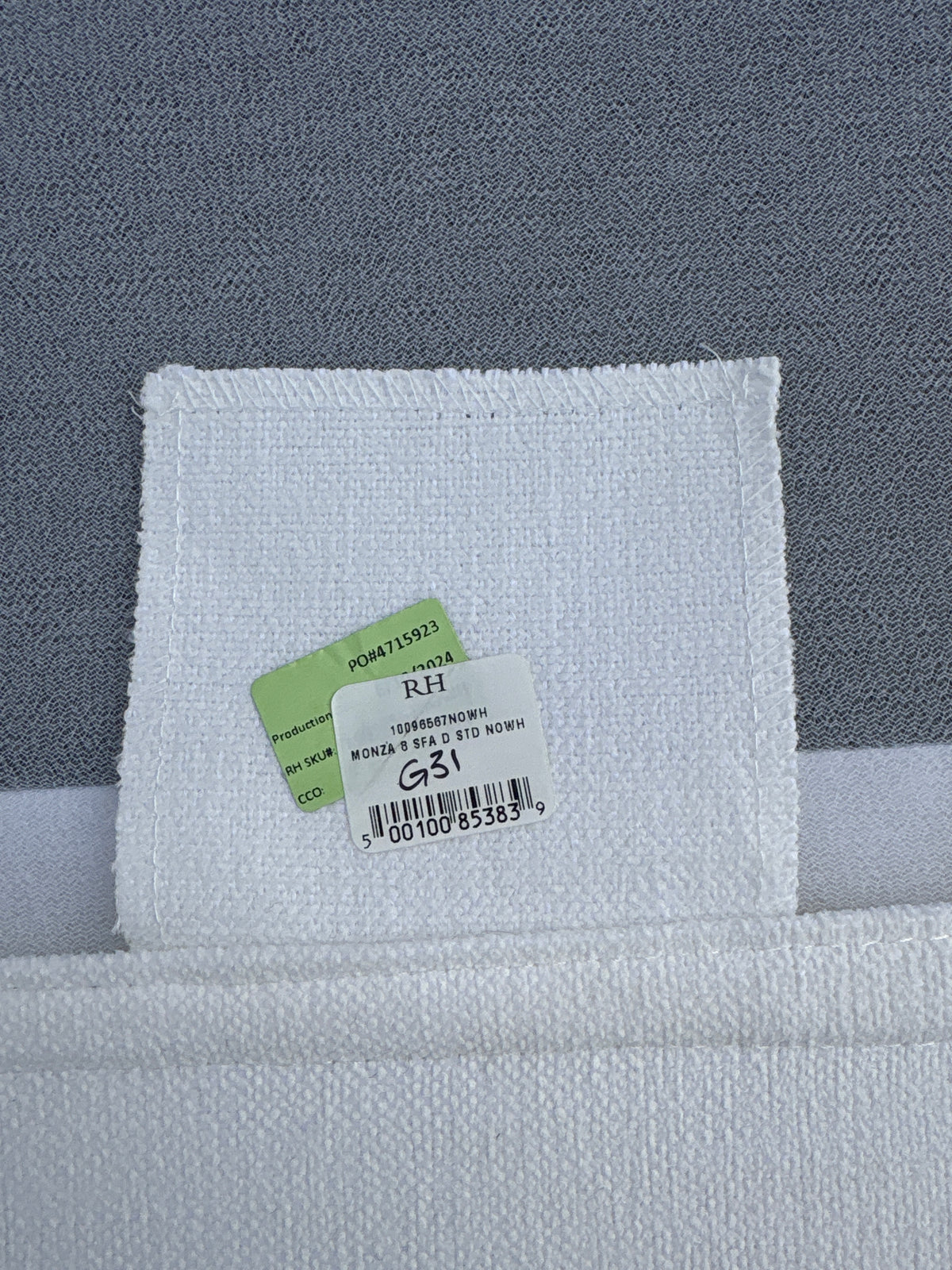 RH Monza Bench-Cushion Sofa – 8’ Luxe Depth in White Performance Linen Weave (Made in Italy)