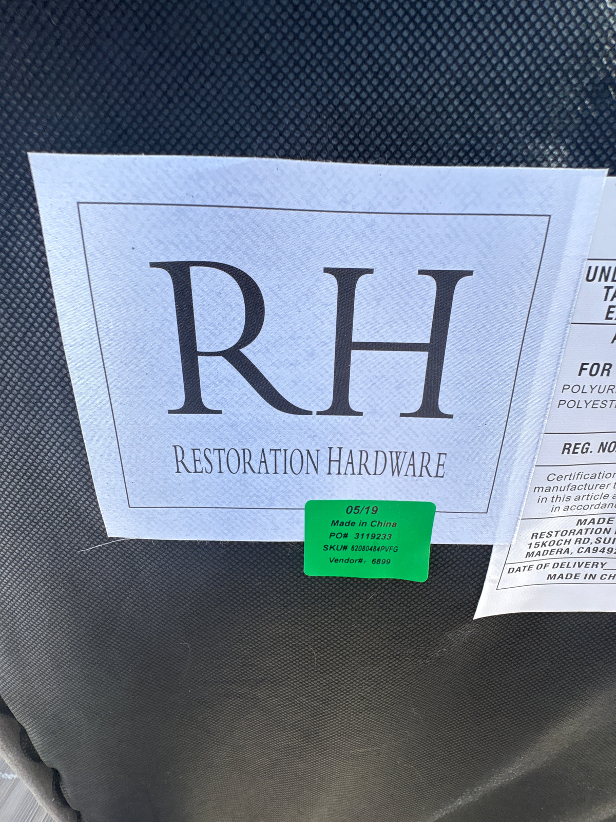 RH Hudson Performance Velvet Chair in Fog