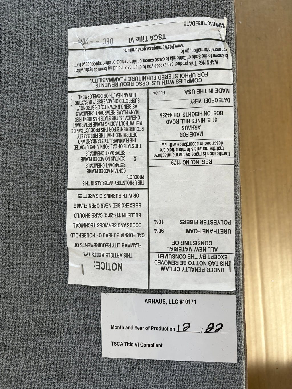 Arhaus Upholstered King Bed – Neutral Linen Weave – Open Box