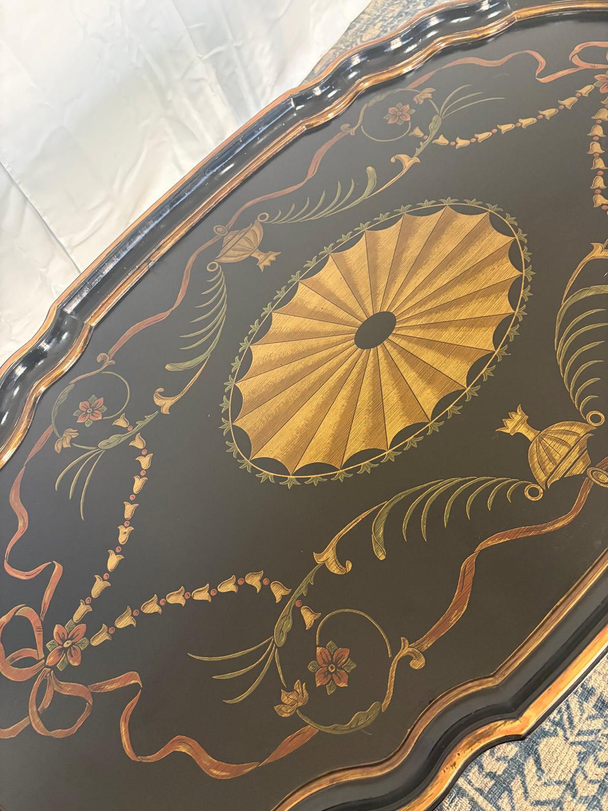 Maitland Smith Ebonized Oval Neoclassical Coffee Table