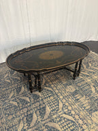 Maitland Smith Ebonized Oval Neoclassical Coffee Table