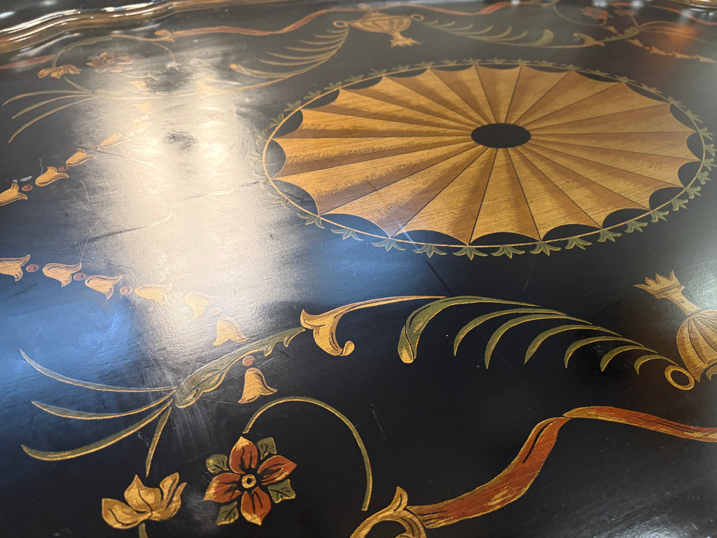 Maitland Smith Ebonized Oval Neoclassical Coffee Table