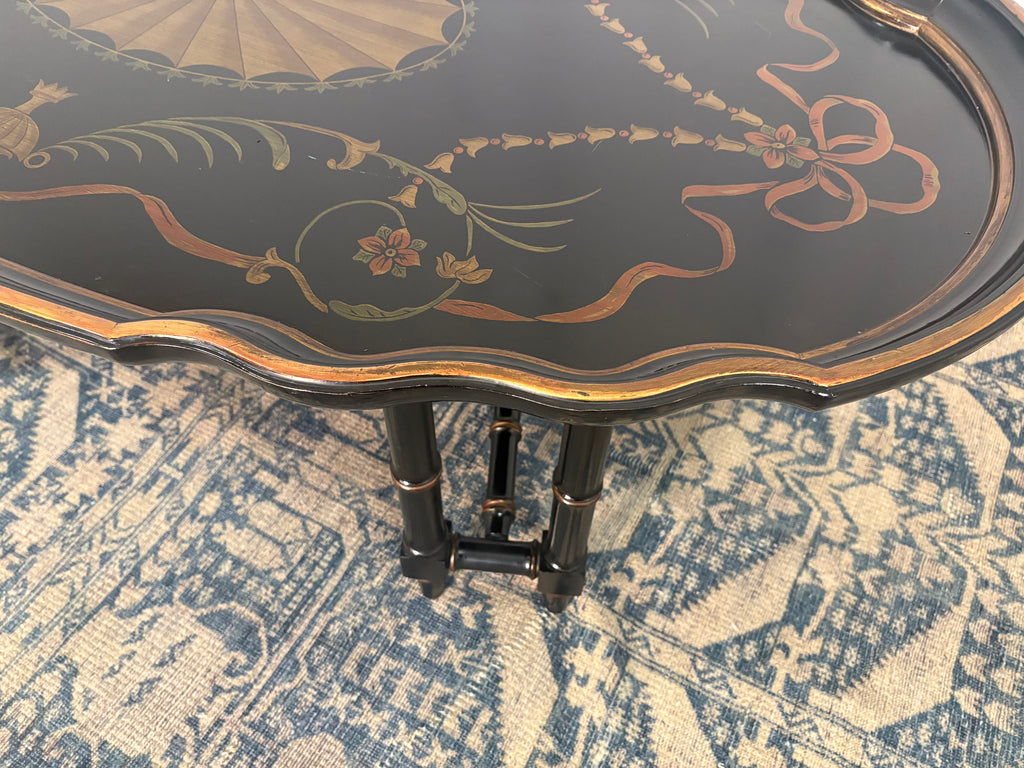 Maitland Smith Ebonized Oval Neoclassical Coffee Table