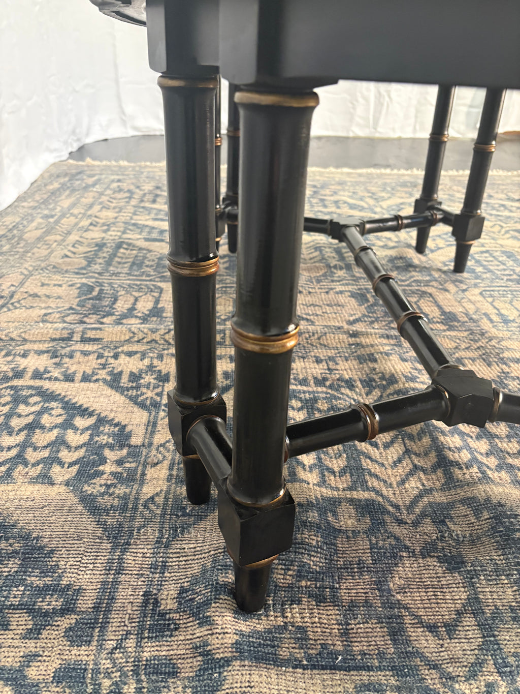 Maitland Smith Ebonized Oval Neoclassical Coffee Table
