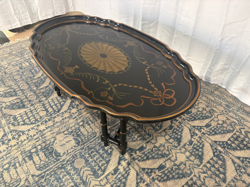 Maitland Smith Ebonized Oval Neoclassical Coffee Table