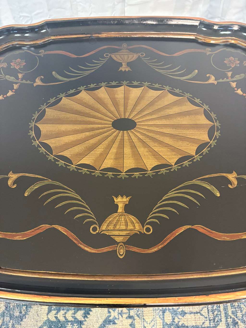 Maitland Smith Ebonized Oval Neoclassical Coffee Table