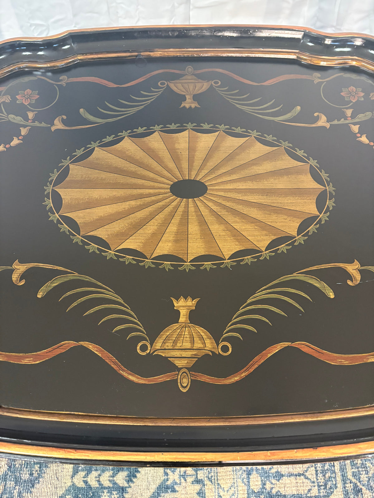 Maitland Smith Ebonized Oval Neoclassical Coffee Table