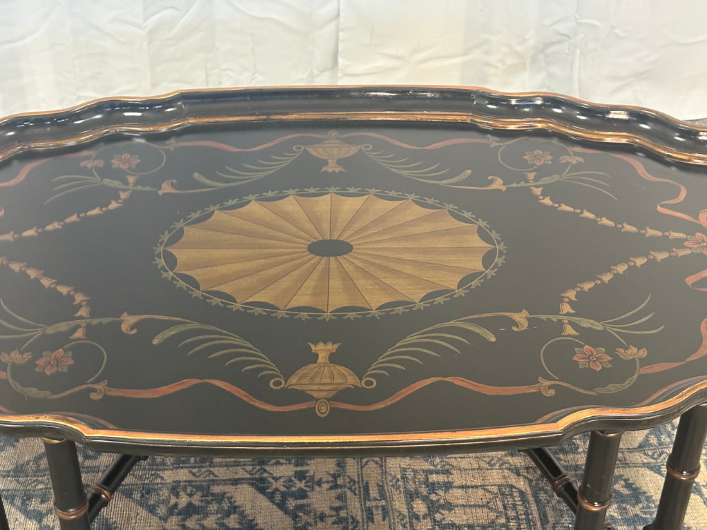 Maitland Smith Ebonized Oval Neoclassical Coffee Table