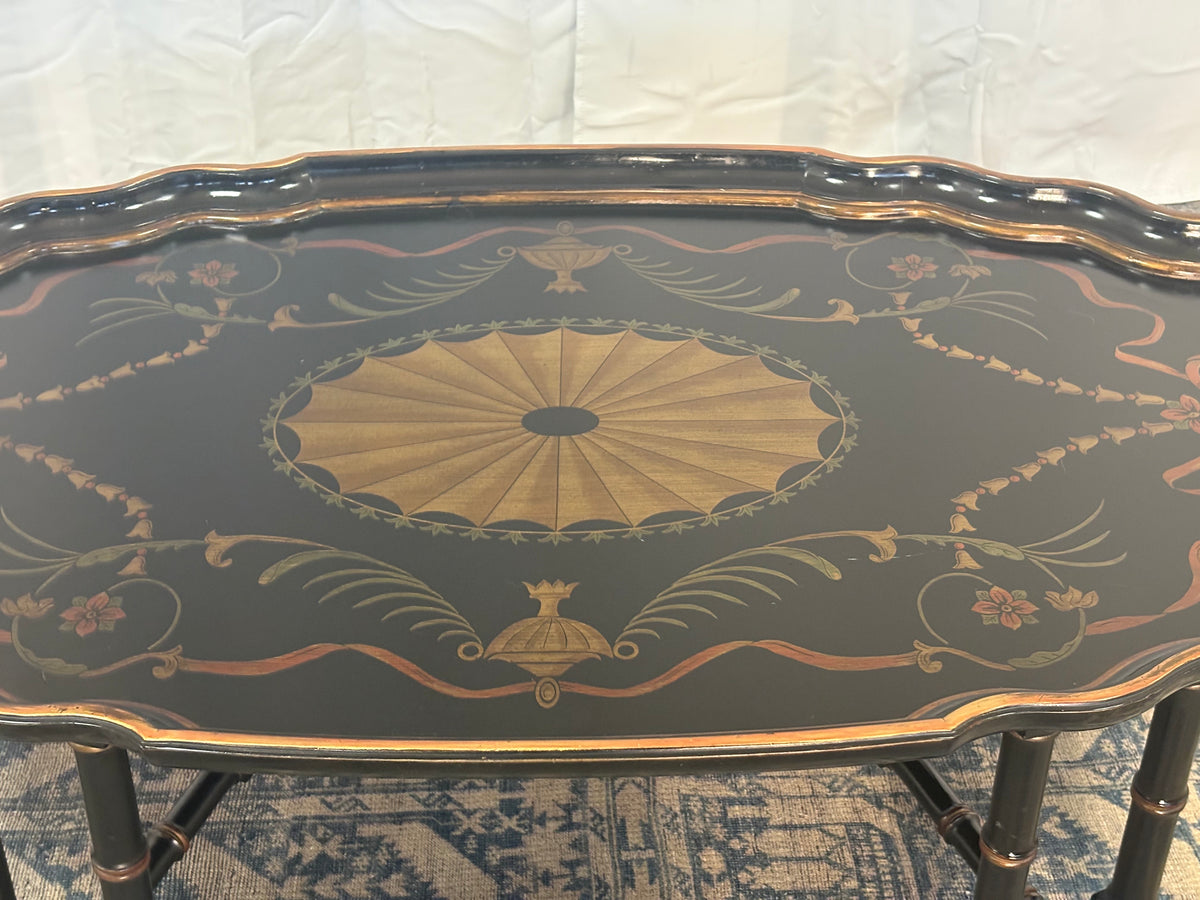 Maitland Smith Ebonized Oval Neoclassical Coffee Table