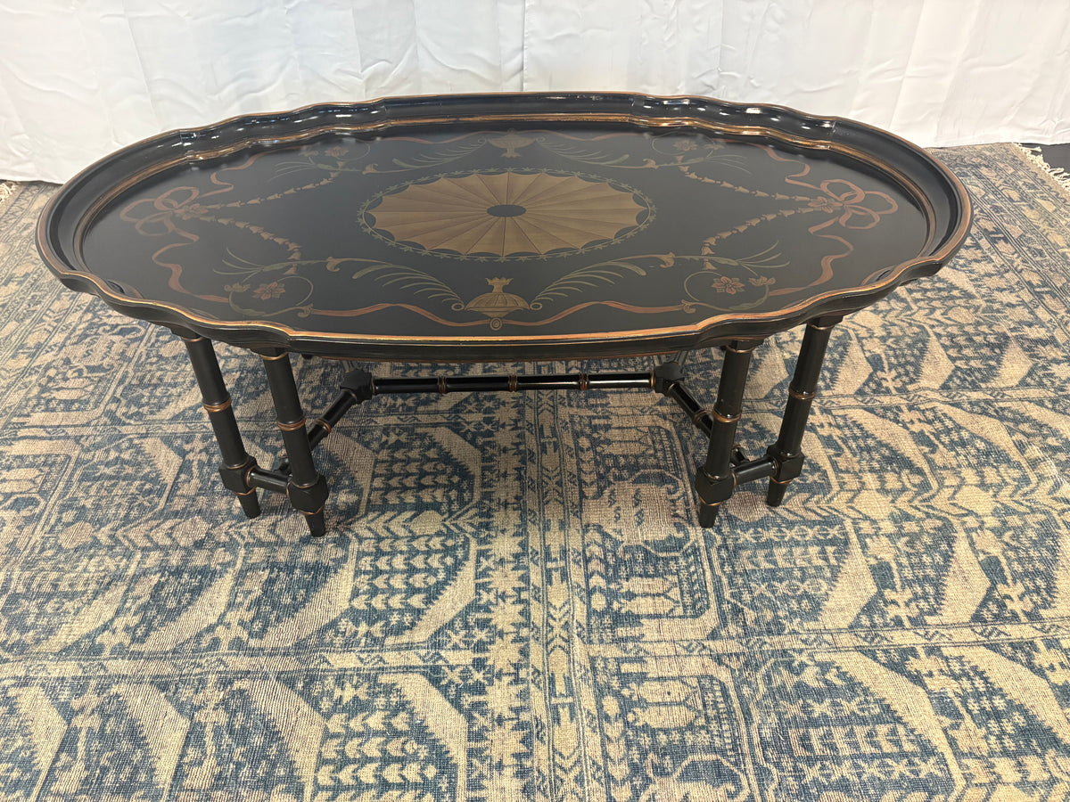 Maitland Smith Ebonized Oval Neoclassical Coffee Table