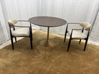 RH Aero Bistro Table — 42" Round Brown Oak Top | Antiqued Brass Pedestal Base