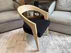 RH Chloé Fabric Armchair | Greige Oak Finish | Performance Linen Weave in Black