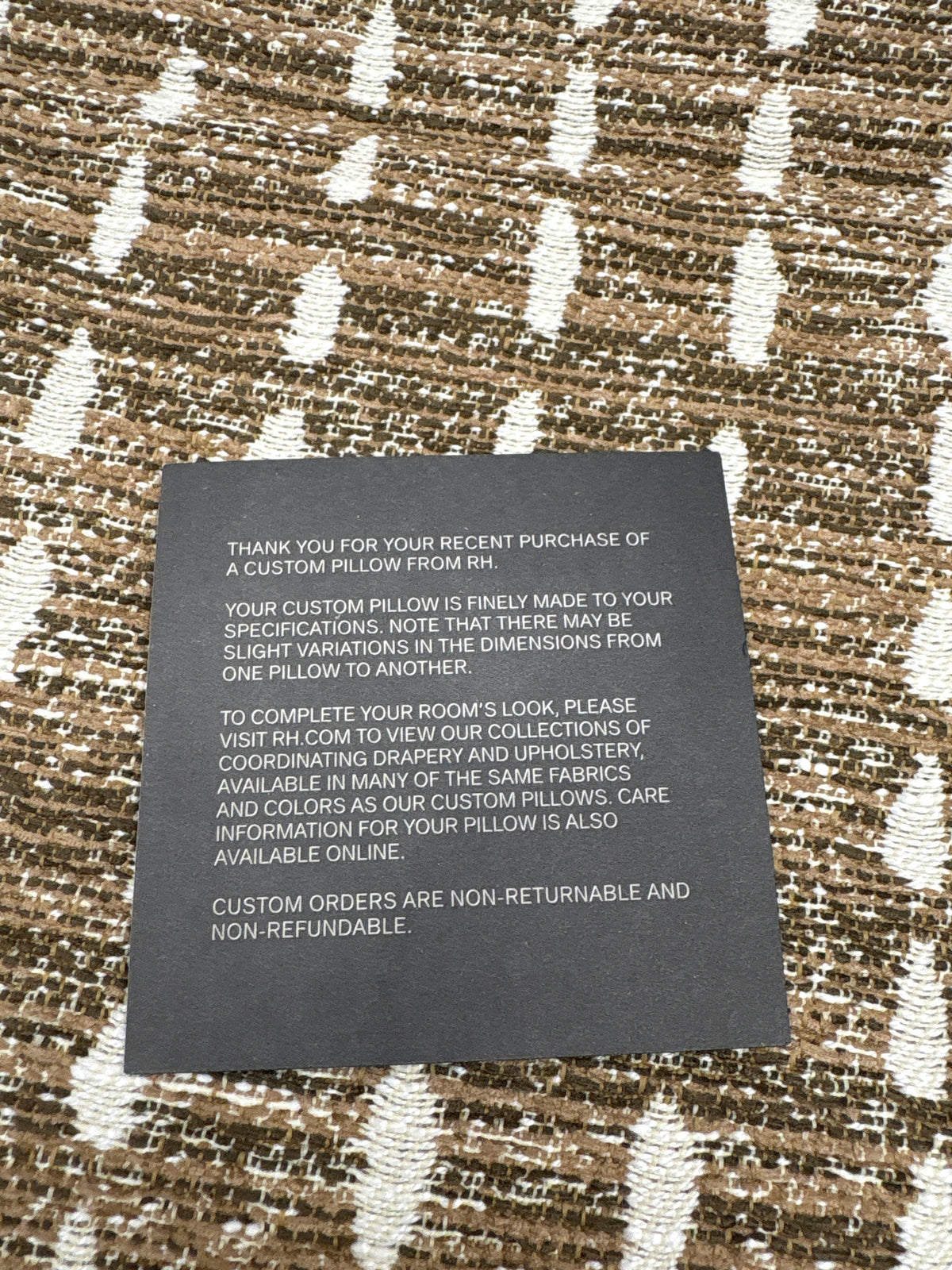 RH Restoration Hardware Nazaré Stitched Stripe Pillow Cover 20" × 20" Square | Burnt Caramel