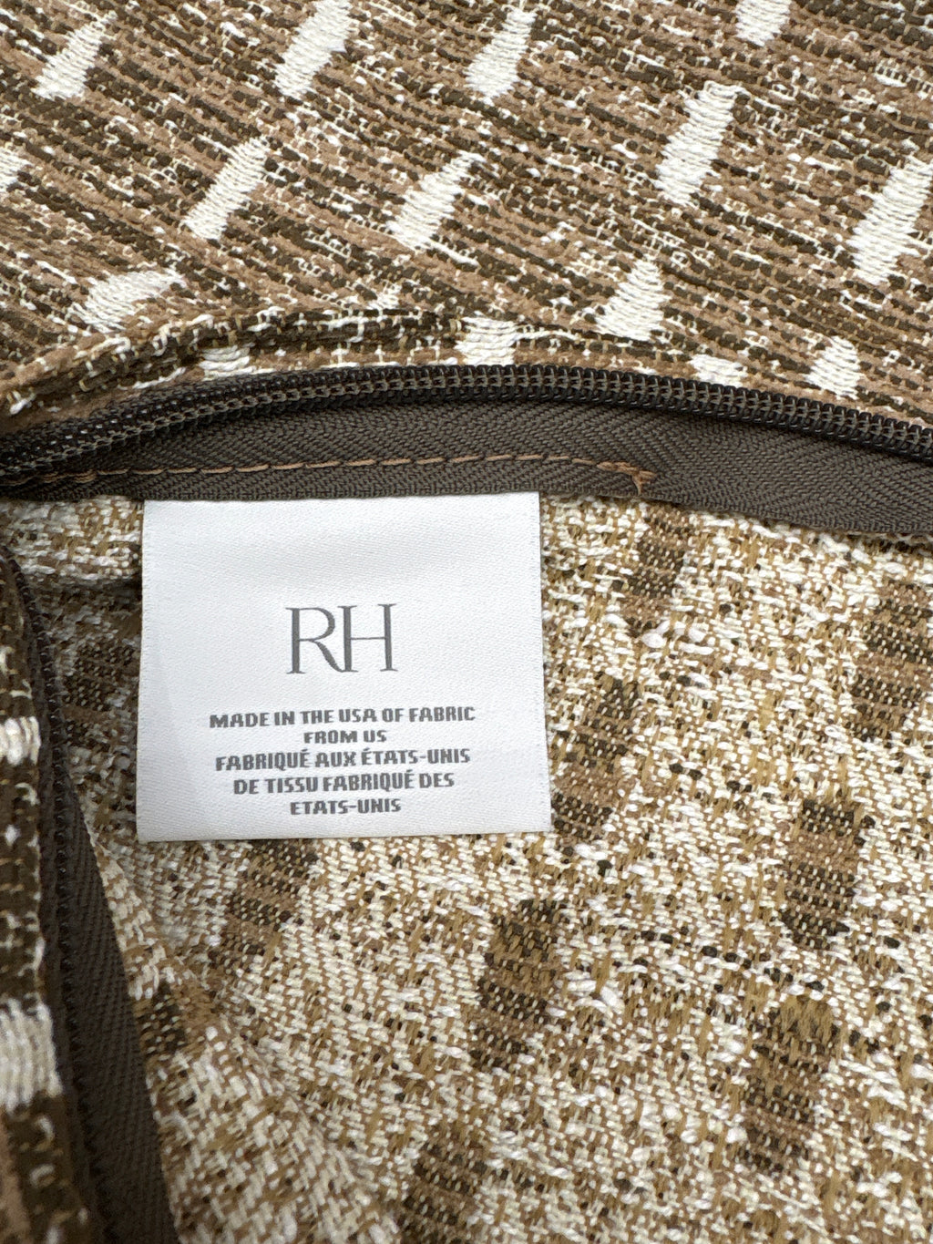 RH Restoration Hardware Nazaré Stitched Stripe Pillow Cover 20" × 20" Square | Burnt Caramel