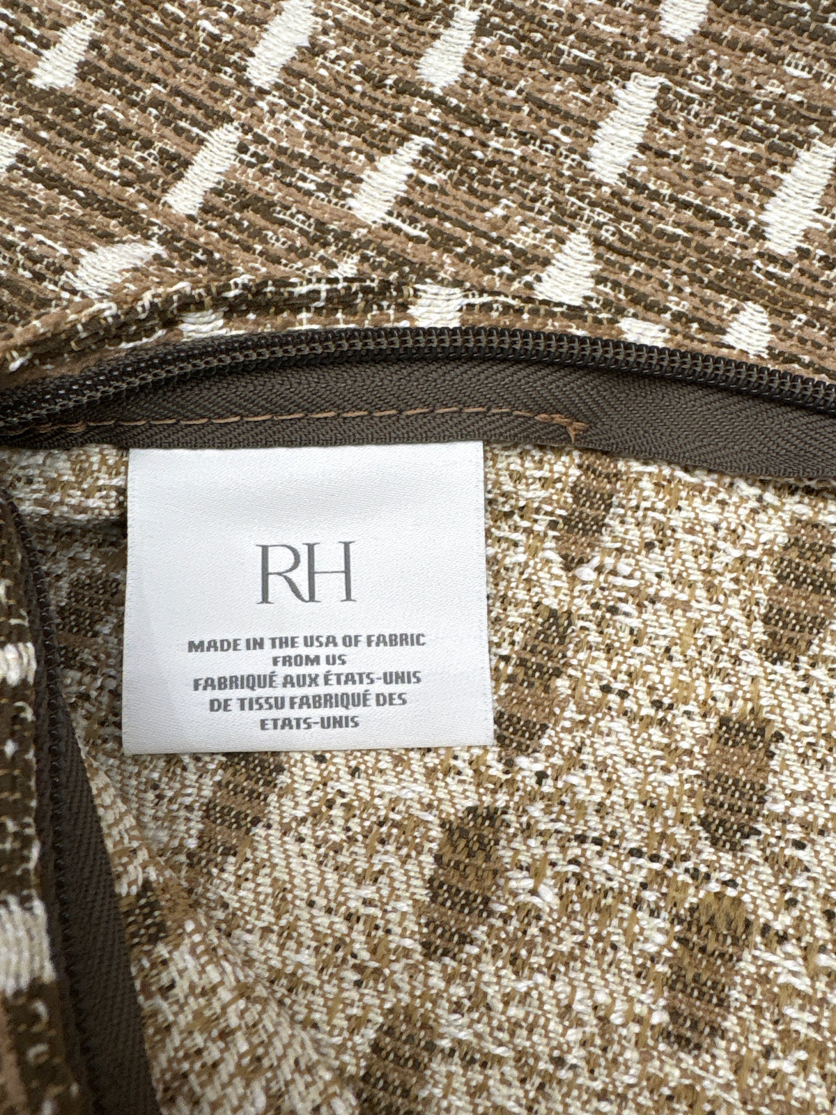 RH Restoration Hardware Nazaré Stitched Stripe Pillow Cover 20" × 20" Square | Burnt Caramel