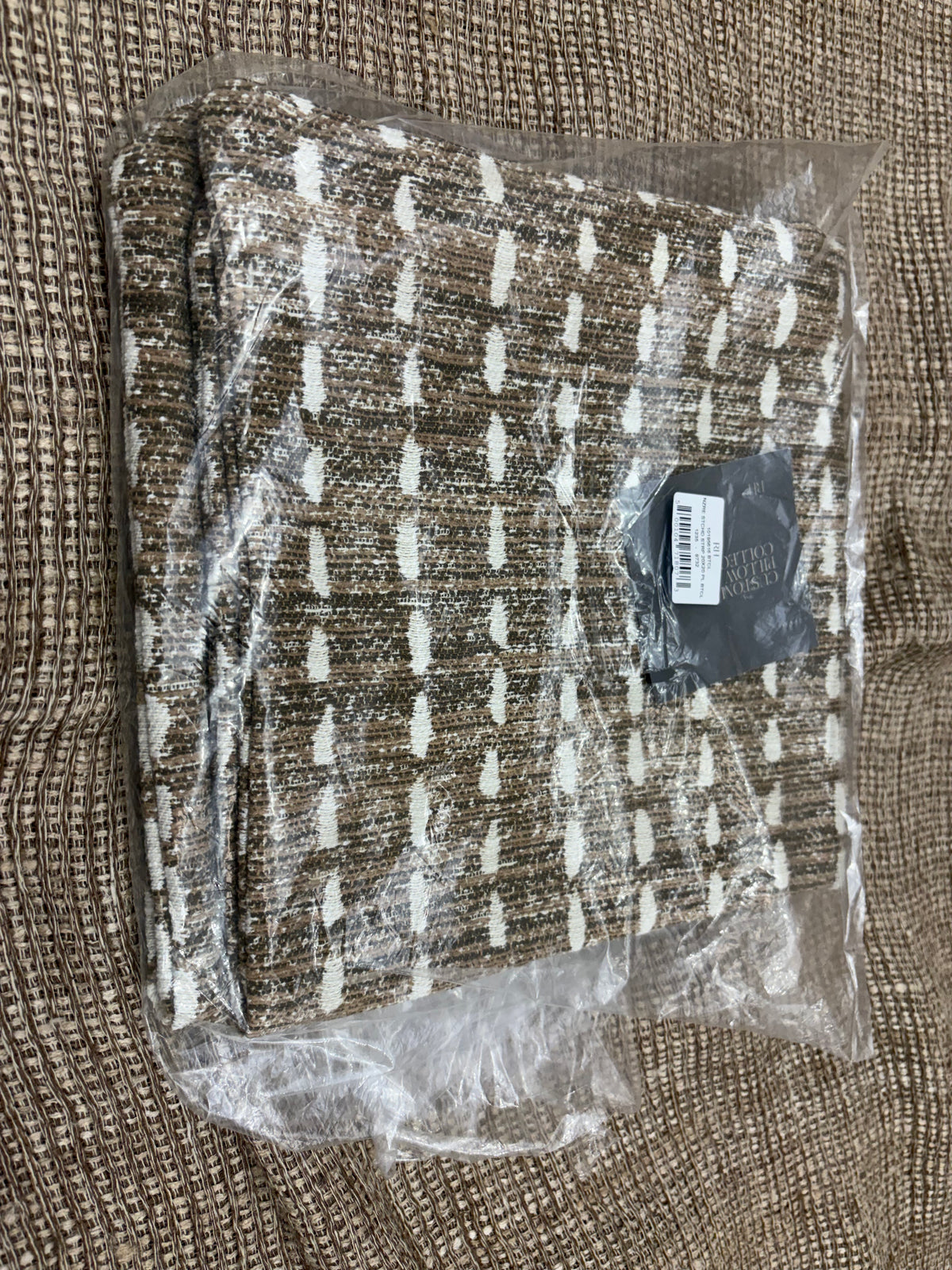 RH Restoration Hardware Nazaré Stitched Stripe Pillow Cover 20" × 20" Square | Burnt Caramel