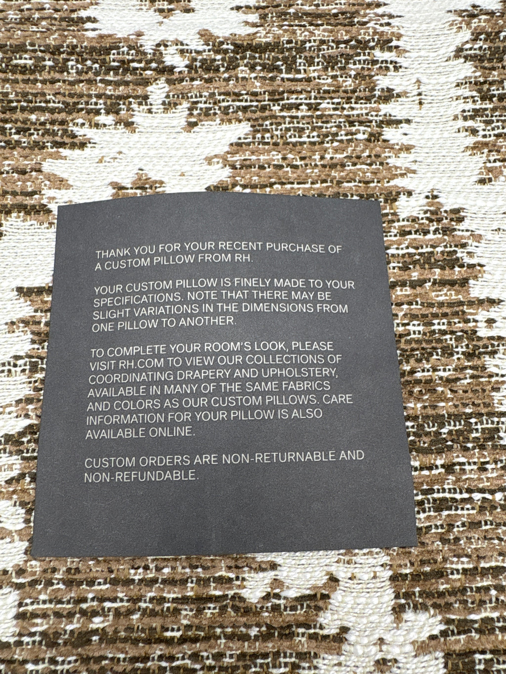 RH Restoration Hardware Nazaré Block Print Pillow Cover 20" × 20" Square