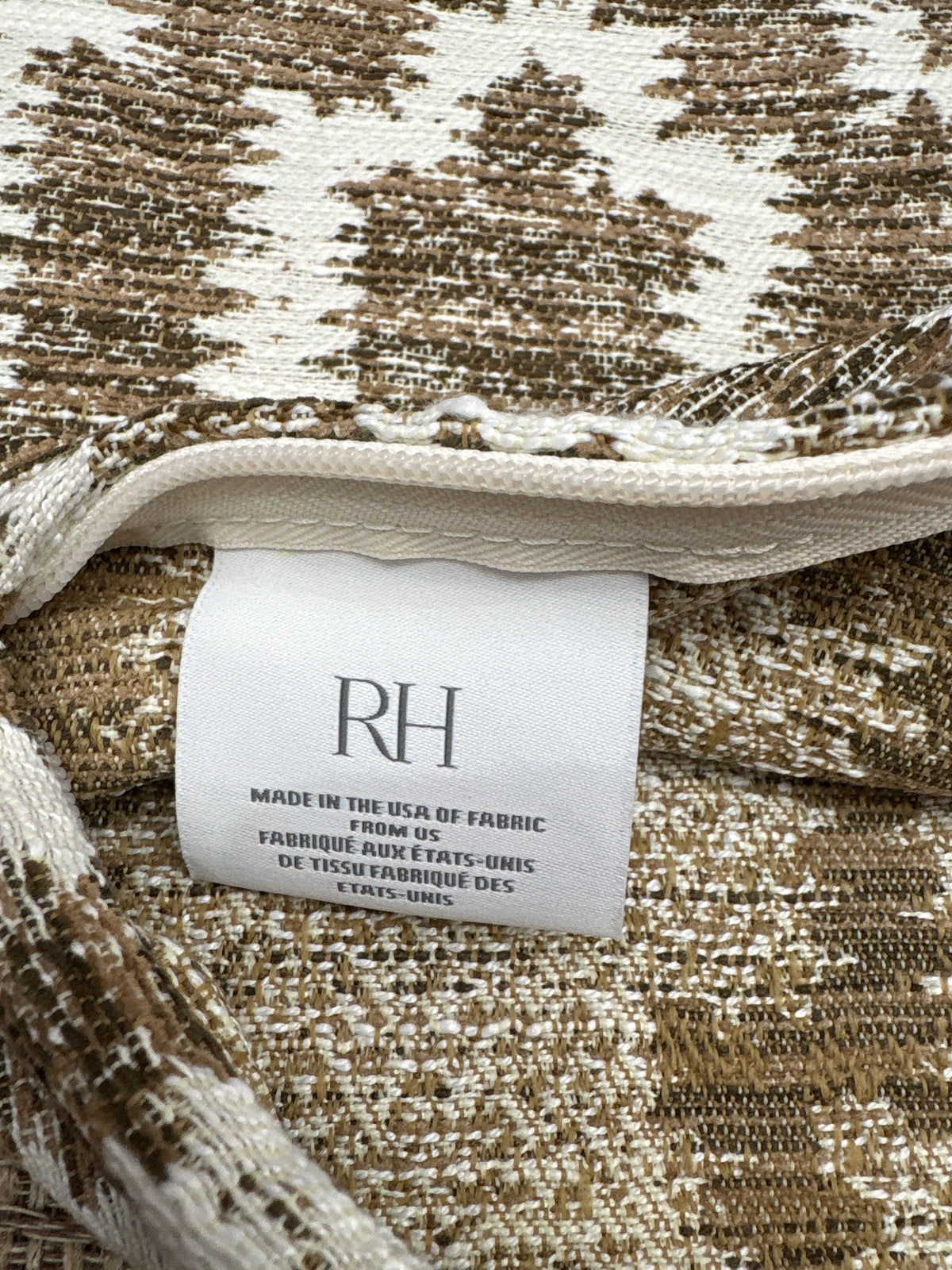 RH Restoration Hardware Nazaré Block Print Pillow Cover 20" × 20" Square