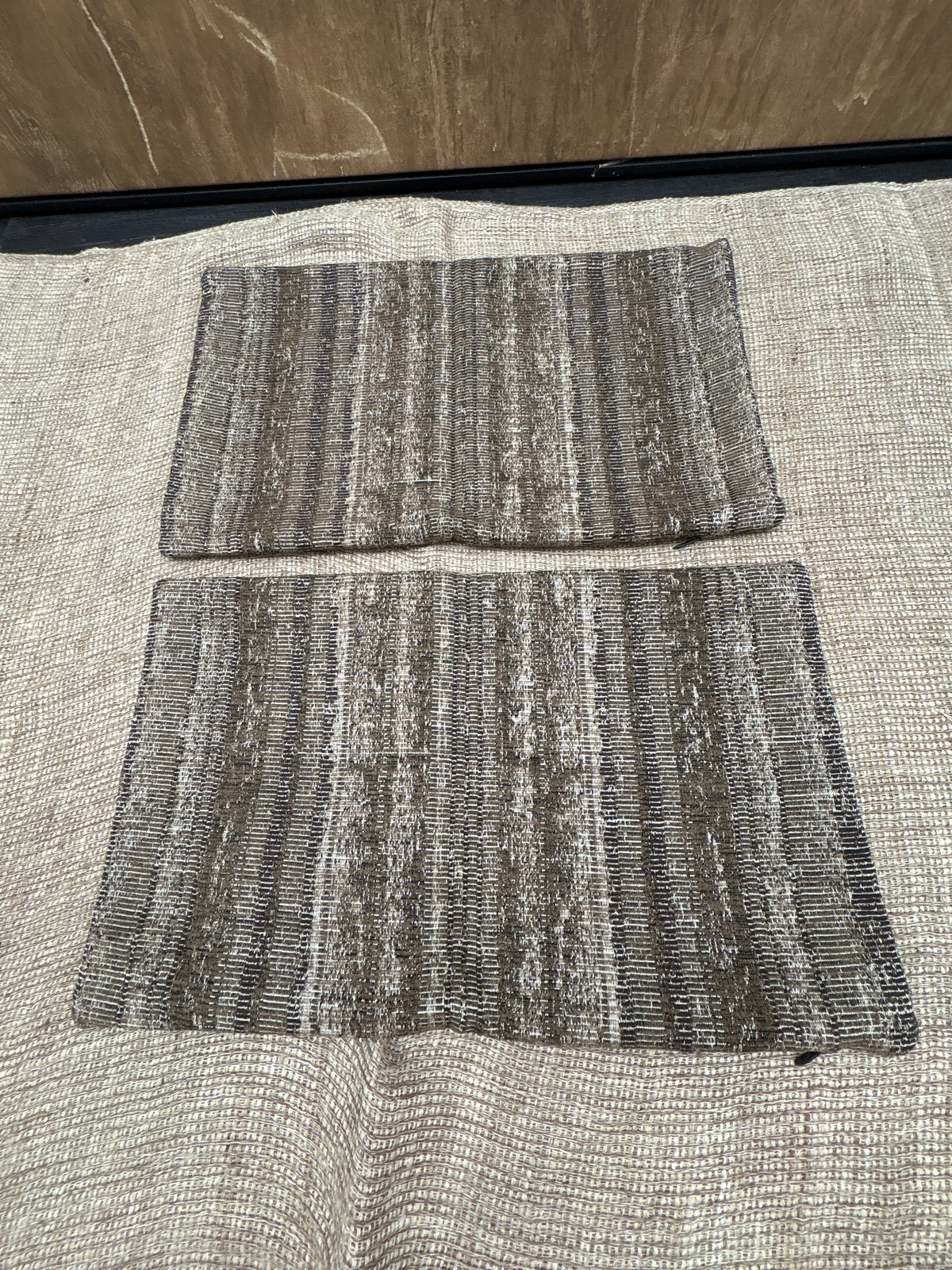 RH Restoration Hardware Ria Stripe Pillow Covers 
Set of 2 | 13" × 21" Lumbar | Burnt Caramel