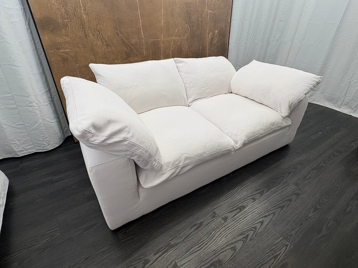 RH Cloud 7' Luxe Sofa — 2-Cushion | Perennials Performance Textured Linen Weave | White8850