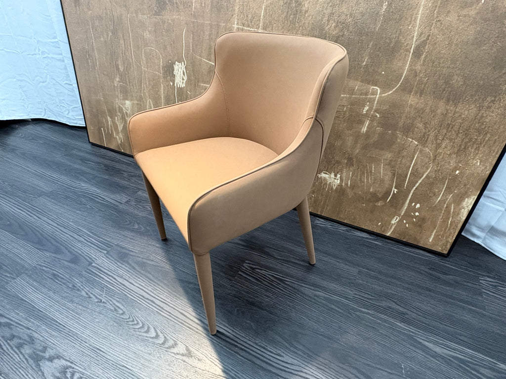 RH Nicola Slope Leather Dining Armchair — Vegan Leather | Cocoa