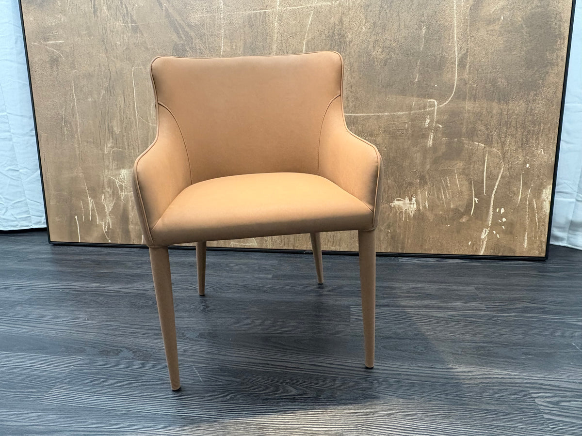 RH Nicola Slope Leather Dining Armchair — Vegan Leather | Cocoa
